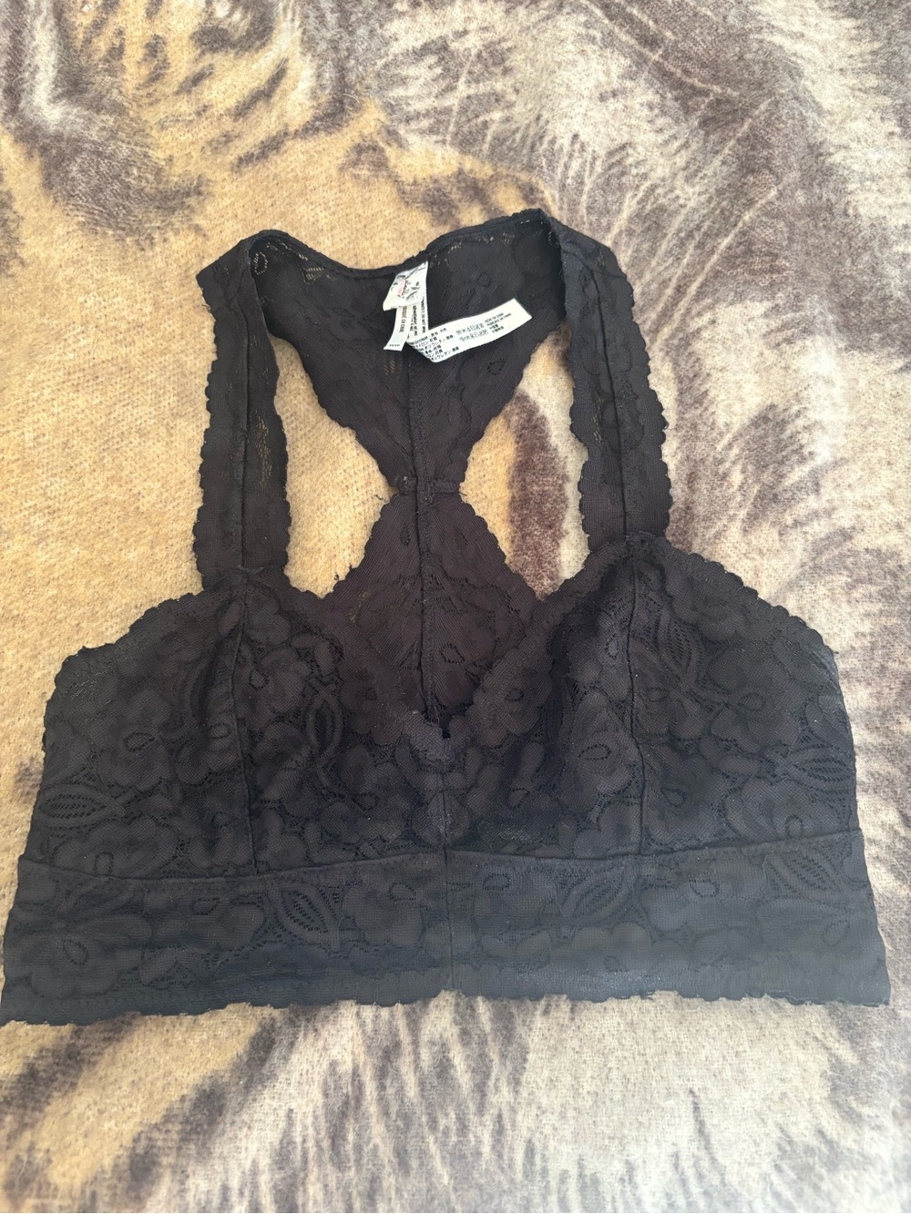 Free People Black Lace Racerback Bralette